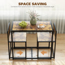 HOMCOM 3 Piece Dining Table Set With Metal Frame Rustic Brown