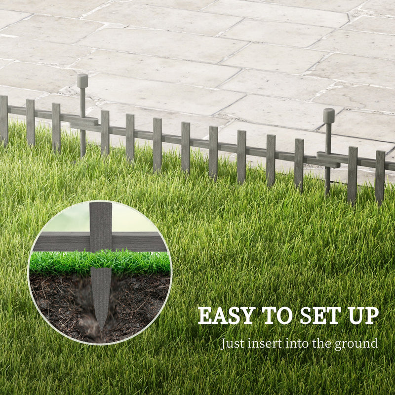 Outsunny Decorative Garden Fencing, Wooden Landscape Edging, Grey