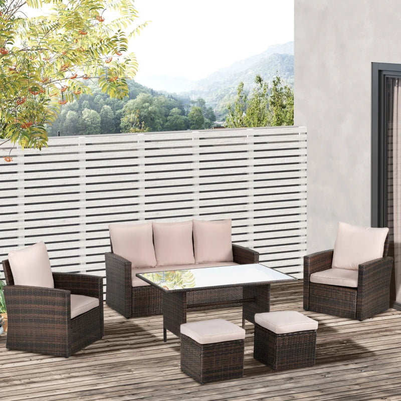 Outsunny Rattan Sofa Sets with Footstool - Brown