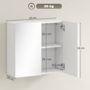 HOMCOM Bathroom Mirror Cabinet with 2 Doors and Adjustable Shelf, White
