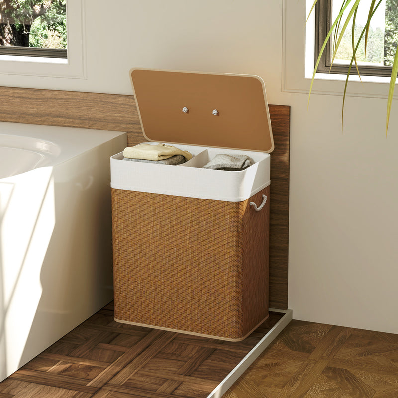 HOMCOM 100L Laundry Basket With Lid, Washing Basket For Bathroom
