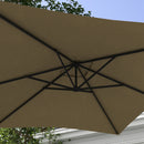 Outsunny 3 m Cantilever Parasol with Cross Base, Crank Handle, 6 Ribs, Brown