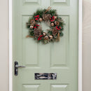40cm Hanging Christmas Wreath with Gold Baubles, Berries & Pinecones