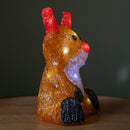 20cm Battery Operated Light up Acrylic Christmas Reindeer Decoration with 16 Ice White LEDs