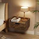 HOMCOM Floating Nightstands Set of 2, Nightstand with Drawer, Rustic Brown
