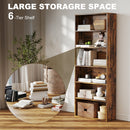 HOMCOM 6 Tier Bookshelf, Freestanding Bookcase with Adjustable Shelves