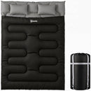 Outsunny Double Sleeping Bag With 2 Pillows, 220 X 160cm Sleeping Bag Black