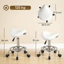 HOMCOM Saddle Chair, Rolling Salon Stool for Massage Spa, White