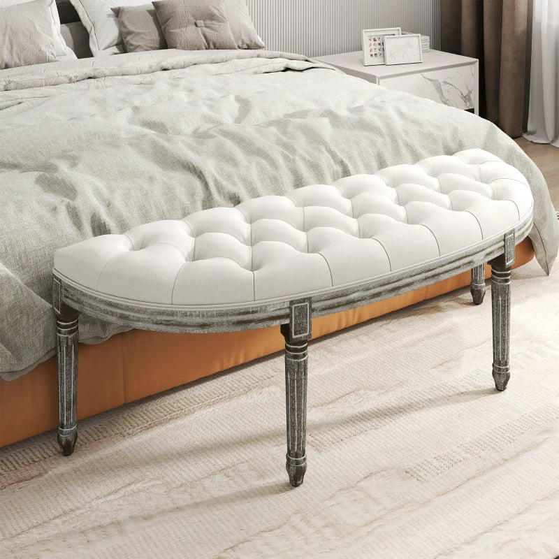 HOMCOM Half-Circle End Bench Footstool