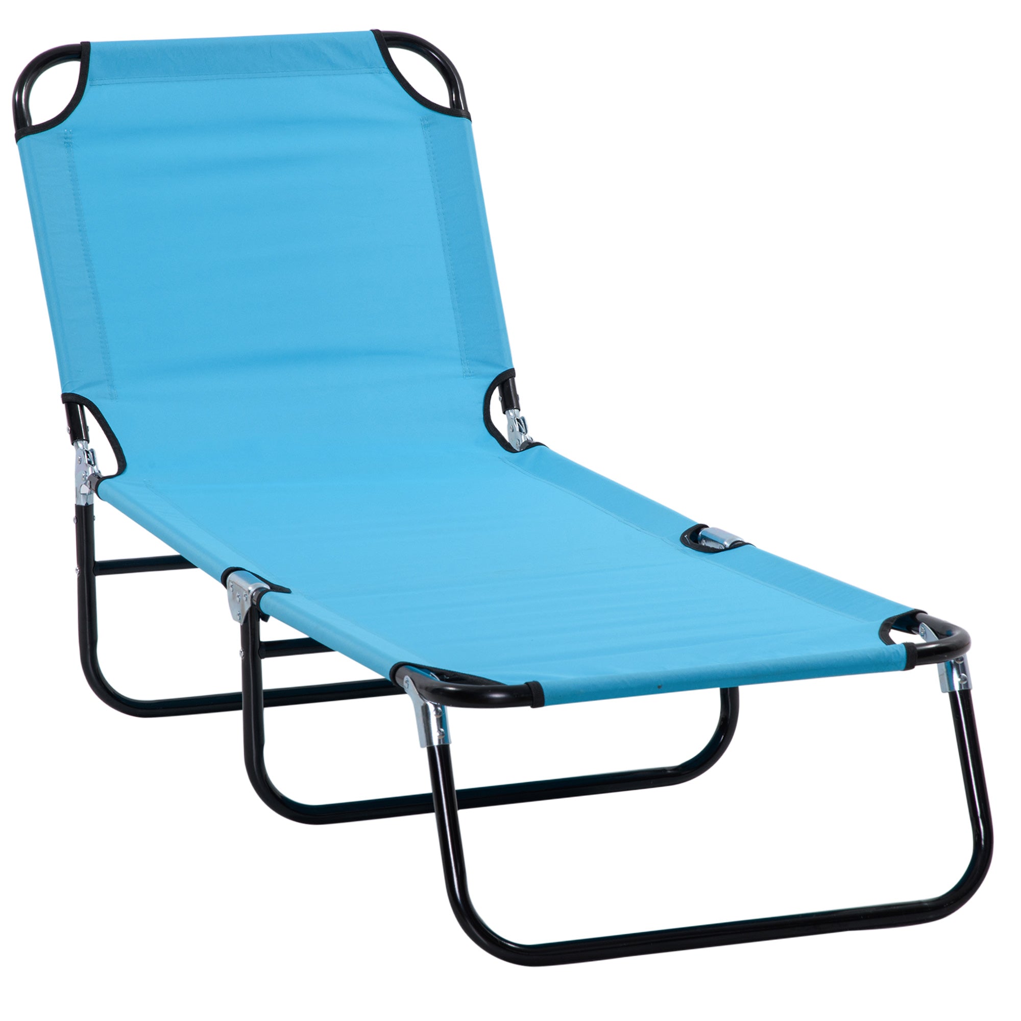 Outsunny Reclining Lawn Chaise Lounge Folding Chair Adjustable Backres