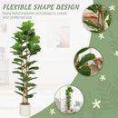 HOMCOM Artificial Fiddle Leaf Fig Tree With Solid Wood Trunks