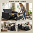 HOMCOM 2 Seater Sofa Bed Convertible Bed Settee With Pillows, Black