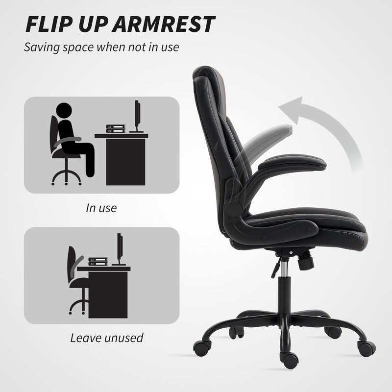 HOMCOM PU Leather Office Desk Chair with Thick Cushion