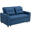HOMCOM 2 Seater Pull Out Sofa Bed with Pockets for Living Room, Dark Blue