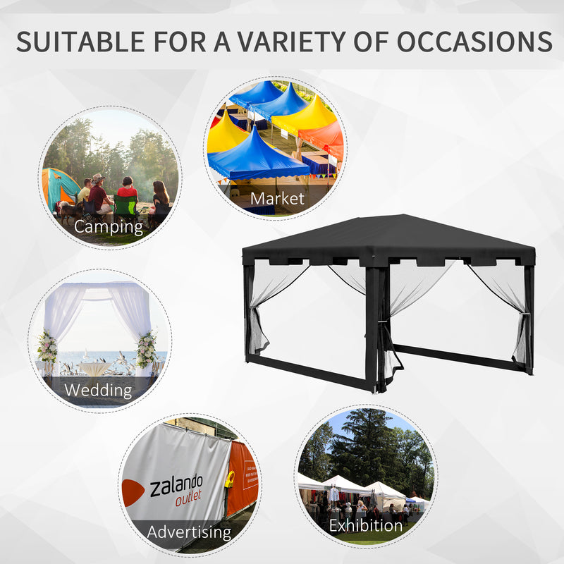 Outsunny 4 x 3m Party Tent Waterproof Garden Gazebo Canopy Wedding Cover Shade