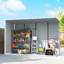 Outsunny 10 X 4 Ft Plastic Garden Shed With Floor, Lockable Doors, Grey