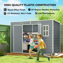 Outsunny 10 X 4 Ft Plastic Garden Shed With Floor, Lockable Doors, Grey