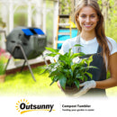 Outsunny 160L Outdoor Tumbling Compost Bin with Dual Chamber