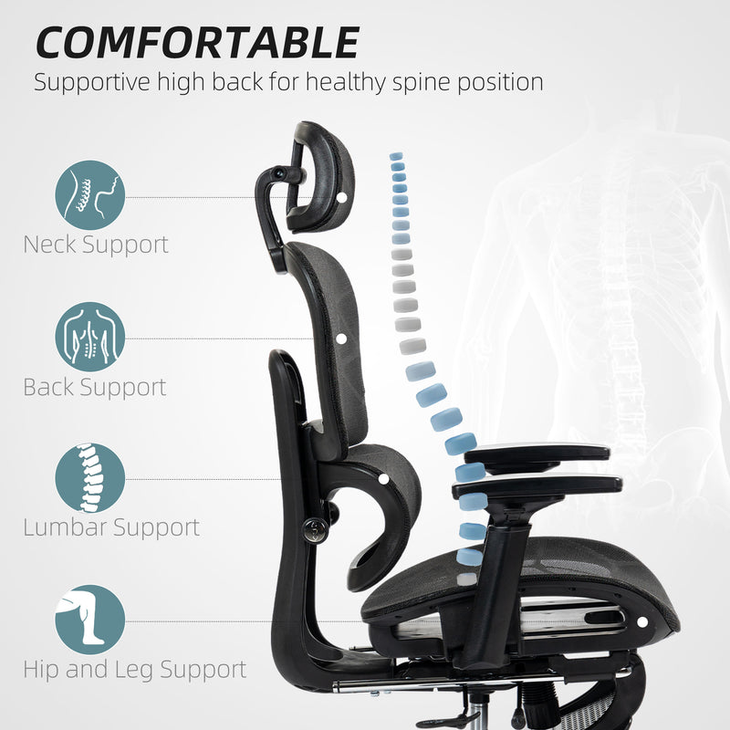 HOMCOM Ergonomic Office Chair Swivel Computer Chair with 3D Armrest