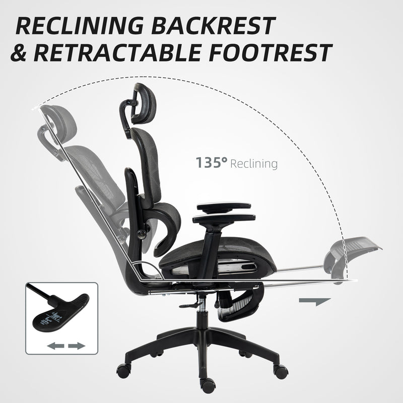 HOMCOM Ergonomic Office Chair Swivel Computer Chair with 3D Armrest