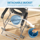 HOMCOM Transport Beside Shower Chair with Wheels and Padded Seat, Black