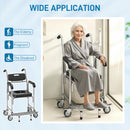 HOMCOM Transport Beside Shower Chair with Wheels and Padded Seat, Black