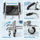 HOMCOM Transport Beside Shower Chair with Wheels and Padded Seat, Black