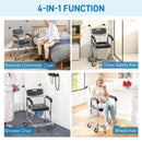 HOMCOM Transport Beside Shower Chair with Wheels and Padded Seat, Black