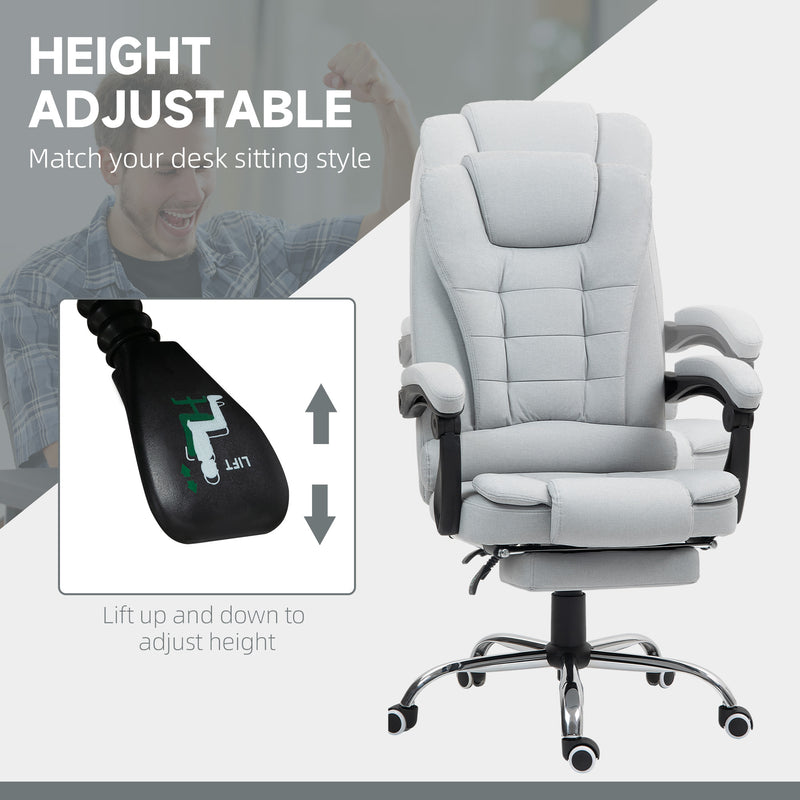 HOMCOM Executive Office Chair Swivel Chair with Footrest Light Grey