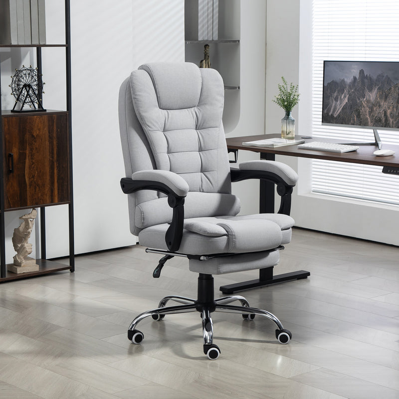 HOMCOM Executive Office Chair Swivel Chair with Footrest Light Grey
