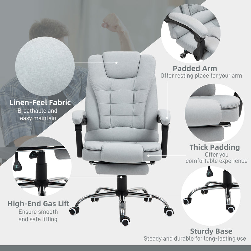 HOMCOM Executive Office Chair Swivel Chair with Footrest Light Grey