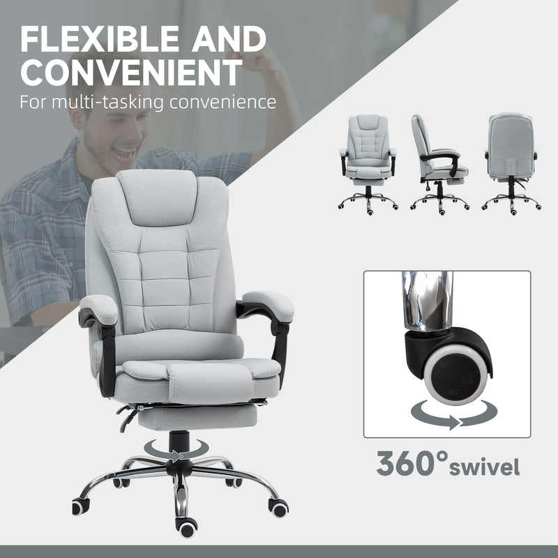 HOMCOM Executive Office Chair Swivel Chair with Footrest Light Grey