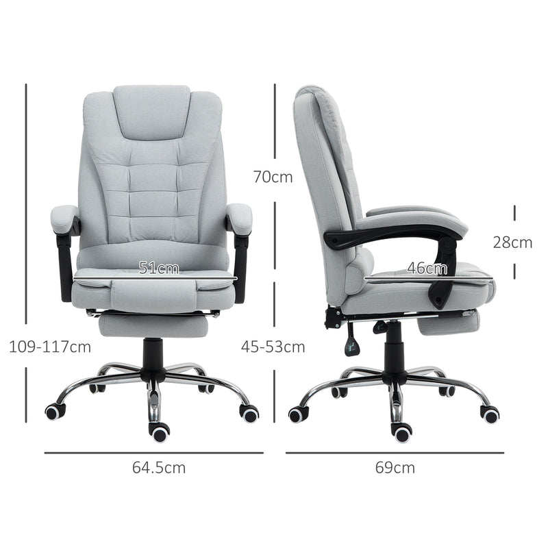 HOMCOM Executive Office Chair Swivel Chair with Footrest Light Grey