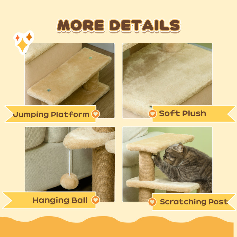 PawHut Dog Steps For Bed 4 Step Pet Stairs Cat House With Detachable Cover