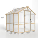 Outsunny 6.6 x 6ft Wooden Polycarbonate Greenhouse with Lockable Door, Brown