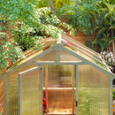 Outsunny 6.6 x 6ft Wooden Polycarbonate Greenhouse with Lockable Door, Brown