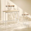 HOMCOM 5 Piece Bar Table And Stools Set With Metal Frame Natural Wood