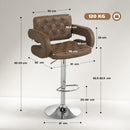 HOMCOM Adjustable Height Barstool Steel Pole PU Leather, Coffee