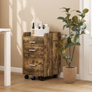 HOMCOM Mobile Filing Cabinet, Lockable File Cabinet, Rustic Brown