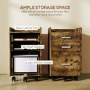 HOMCOM Mobile Filing Cabinet, Lockable File Cabinet, Rustic Brown