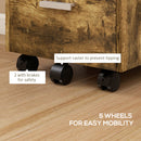 HOMCOM Mobile Filing Cabinet, Lockable File Cabinet, Rustic Brown