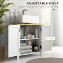 Kleankin Bathroom Under Sink Cabinet With Adjustable Shelf, White