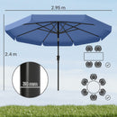 Outsunny 3 m Garden Parasol with Tilt & Crank, UPF30+ Outdoor Table Umbrella