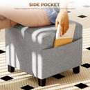HOMCOM Small Footstool Square Ottoman with Padded Seat, Light Grey