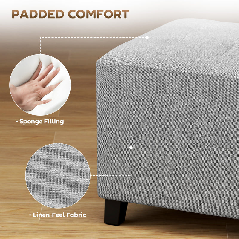 HOMCOM Small Footstool Square Ottoman with Padded Seat, Light Grey