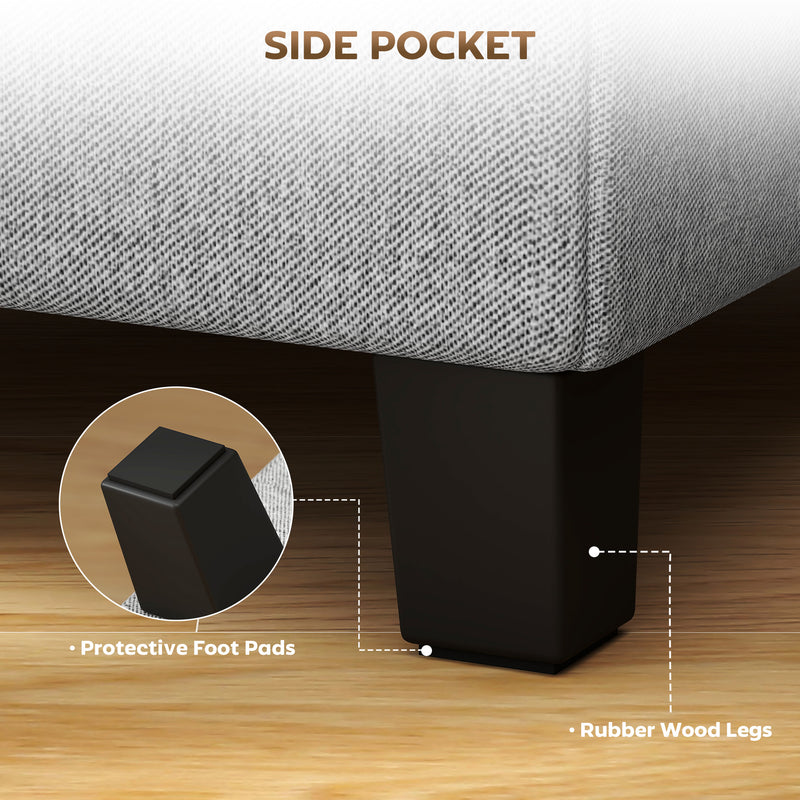 HOMCOM Small Footstool Square Ottoman with Padded Seat, Light Grey