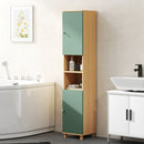 HOMCOM Tall Bathroom Cabinet with Adjustable Shelves and Open Shelves, Green