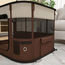 PawHut Portable Dog Pen For Puppies, Rabbits, Kittens, Guinea Pigs - Brown