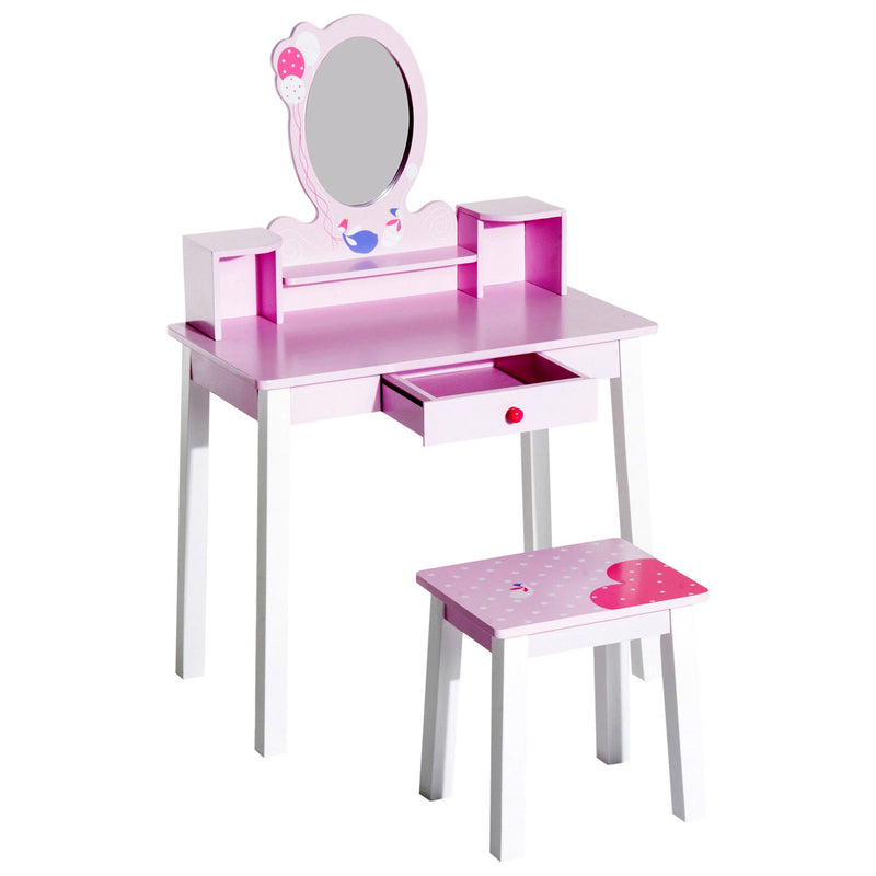 HOMCOM Kids Dressing Table Set