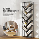 HOMCOM 10 Tier Tree Bookshelf Industrial Tall Bookcase Grey Black